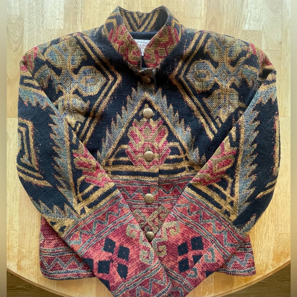 Wraps Collection Vintage Tapestry Jacket/Blazer Size M Geometric Pattern